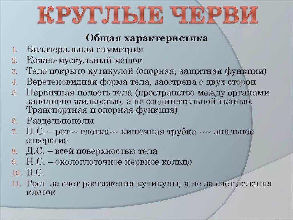 Круглые черви общая