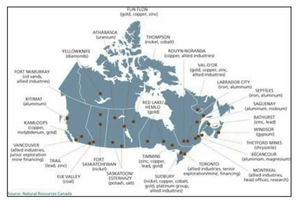 Крупнейшие месторождения полезных ископаемых Канады. Минеральные ресурсы Канады карта. Полезные ископаемые Канады на карте. Карта полезных ископаемых Канады. Природный потенциал канады