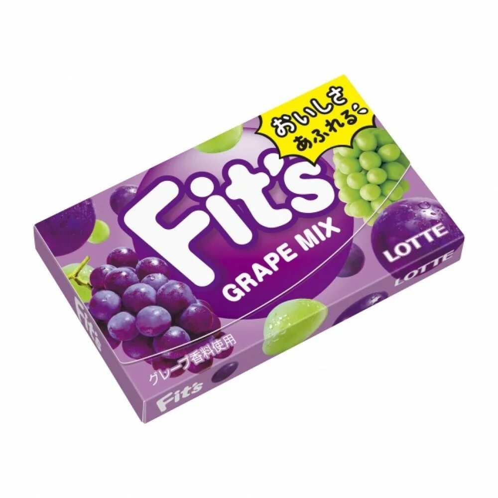 Резинка жевательная Fit`s grape Mix, Lotte, 24.6 г, 1/10/200. Lotte жвачка виноград. Жевательная резинка Lotte виноград 23гр. Стиморол жвачка виноград.