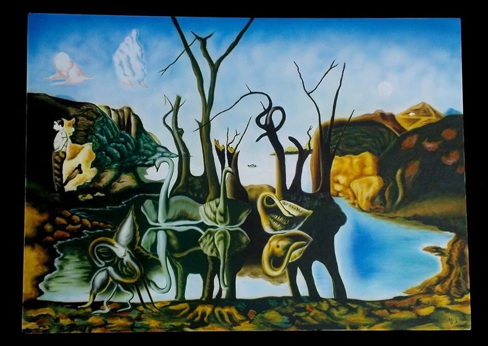 Сальвадор дали лебеди, отражающиеся в слонах. Сальвадор дали Swans reflecting Elephants. Salvador Dali Swans reflecting. Сальвадор дали «лебеди, отражающиеся в слонах» (1937).