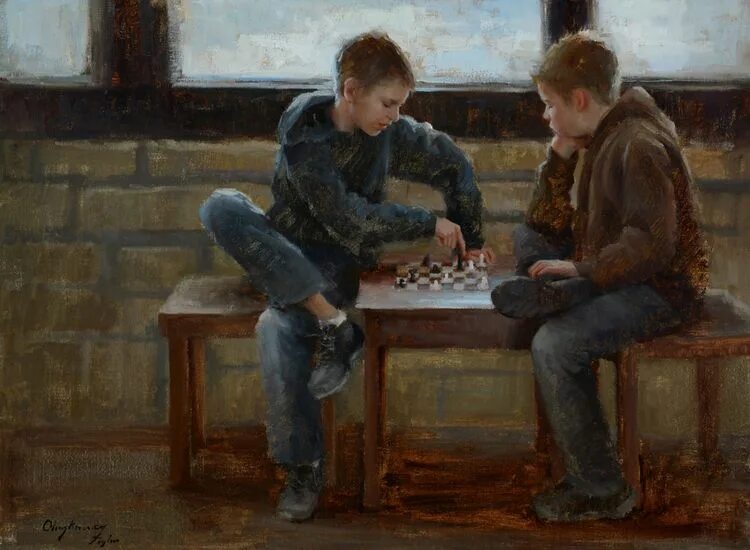 Selling paintings. Шахматисты картина Джеймса Норткота. Игроки в шахматы картина. Домино живопись. Юноши шахматы живопись.