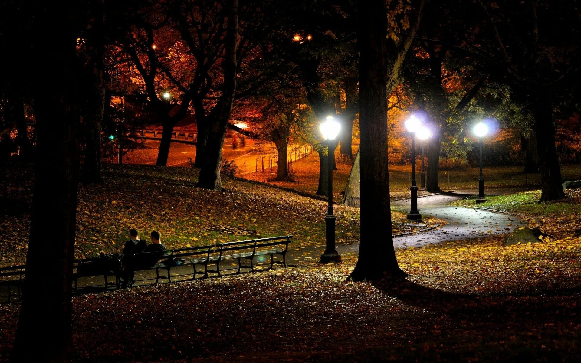Чехов был поздний вечер. Кагальник парк ночью. Ночной парк Красноперекопска. Осенний вечер. Вечерний осенний парк.