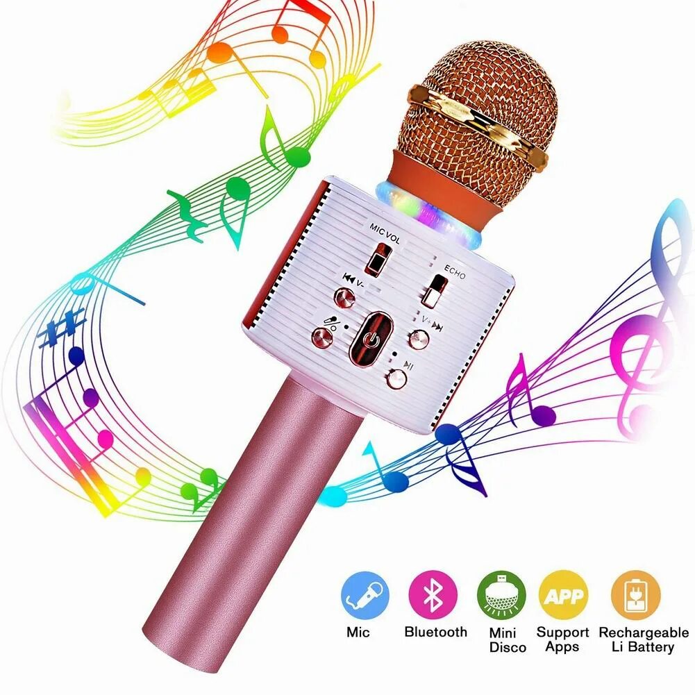 Музыкальный микрофон. Kids karaoke machine портативный bluetooth динамик с микрофоном. беспроводной микрофон bluetooth speaker music sing. микрофон колонка lol. караоке микрофон со стойкой детский lol.