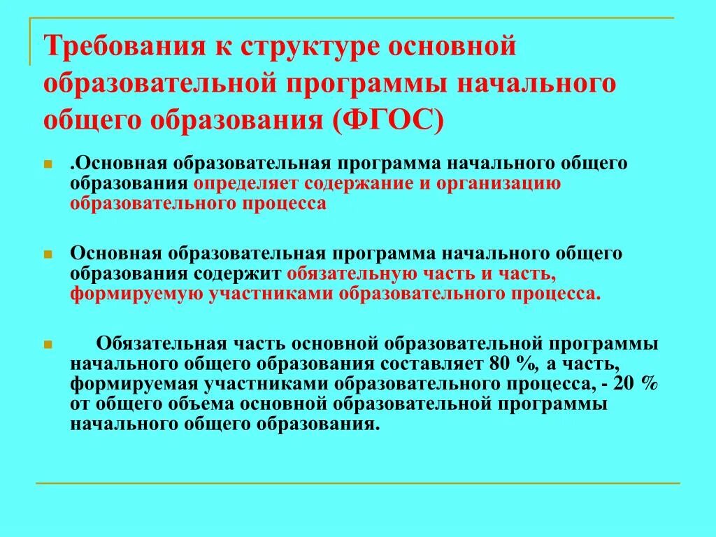 Требования к основным образовательным программам ноо. Требования к ООП начального общего образования.. Требования к структуре ООП НОО. Требования к ООП основного общего образования. Требования к структуре АООП НОО.