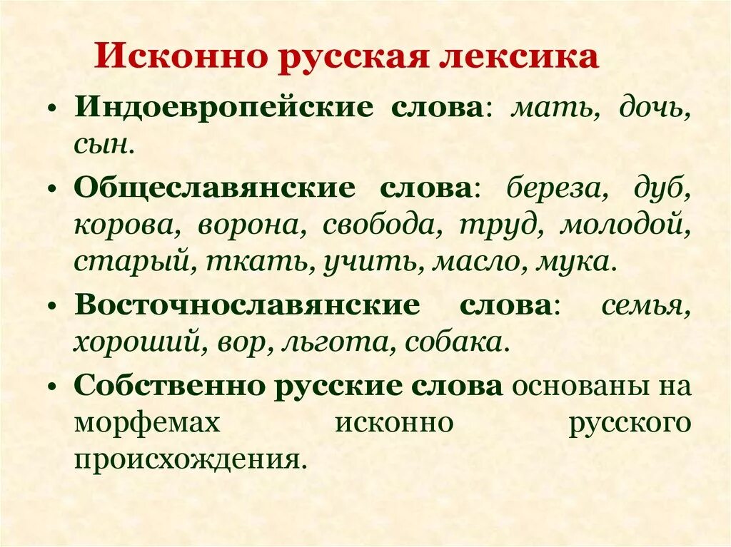 Особенность русской лексики. Исконно русская лексика. Исконная лексика русского языка. Исконно русские слова. Исконно русская и заимствованная лексика.