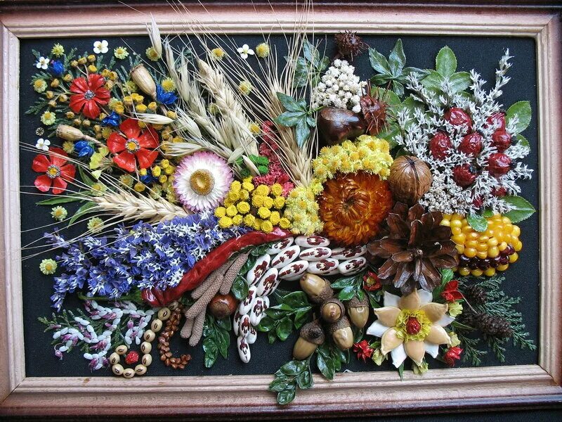 Композиция из разных материалов. Картины из природного материала. Панно из природного материала. Флористический коллаж из природных материалов. Композиция из разных материалов.