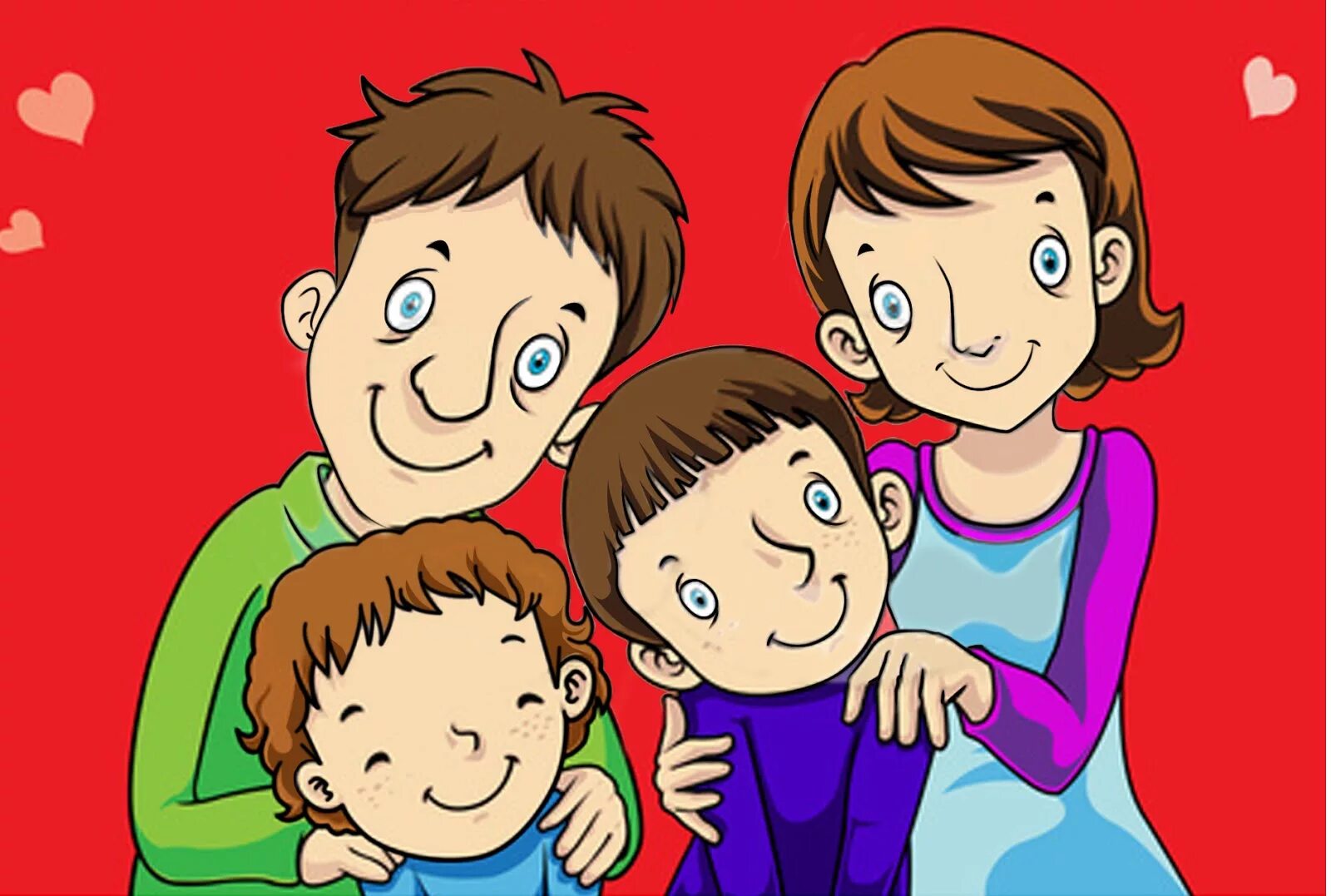 Семья мультяшные. Семейка картинки. Нарисованная семья. Рисунок семьи из 5 человек. Семья мама папа и две дочки.