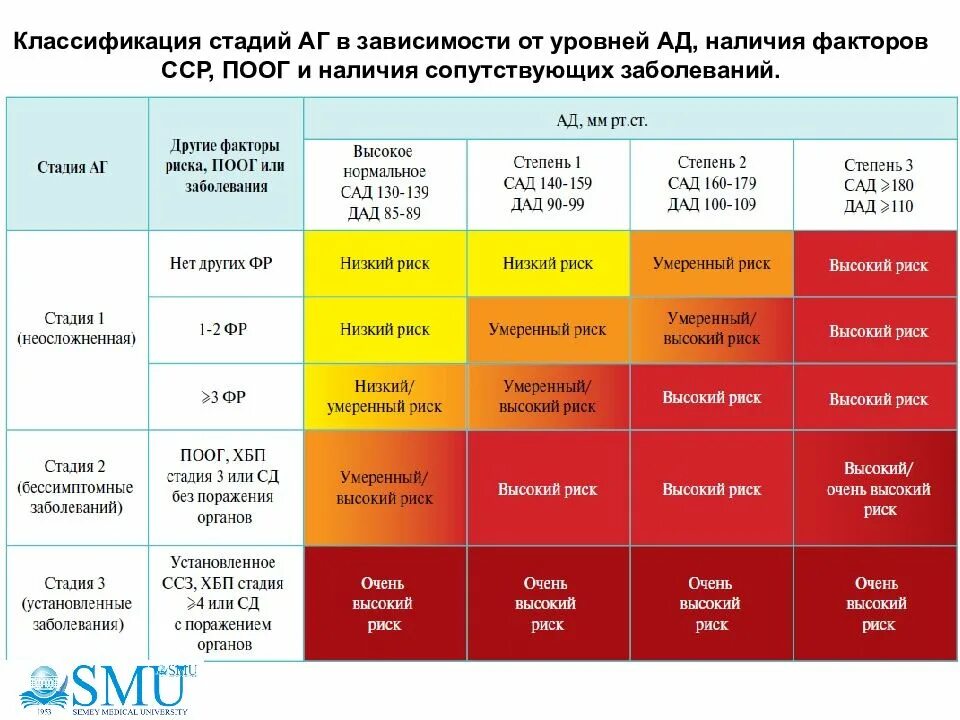 Первый основной фактор. Классификация артериальной гипертензии в зависимости от уровня ад. Стратификация риска при артериальной гипертонии. Степени АГ. Классификация уровней АГ.