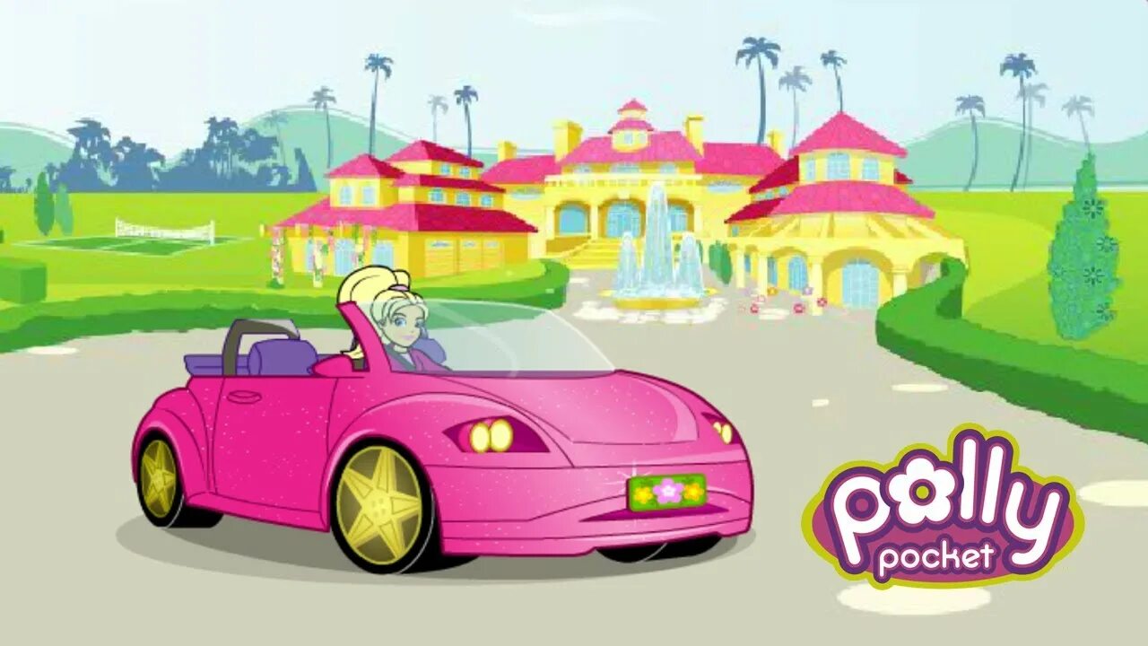 Включи полли гонка. Polly Pocket машинка розовая. Полли игра. Polly Party. Раскраска Полли покет машина.