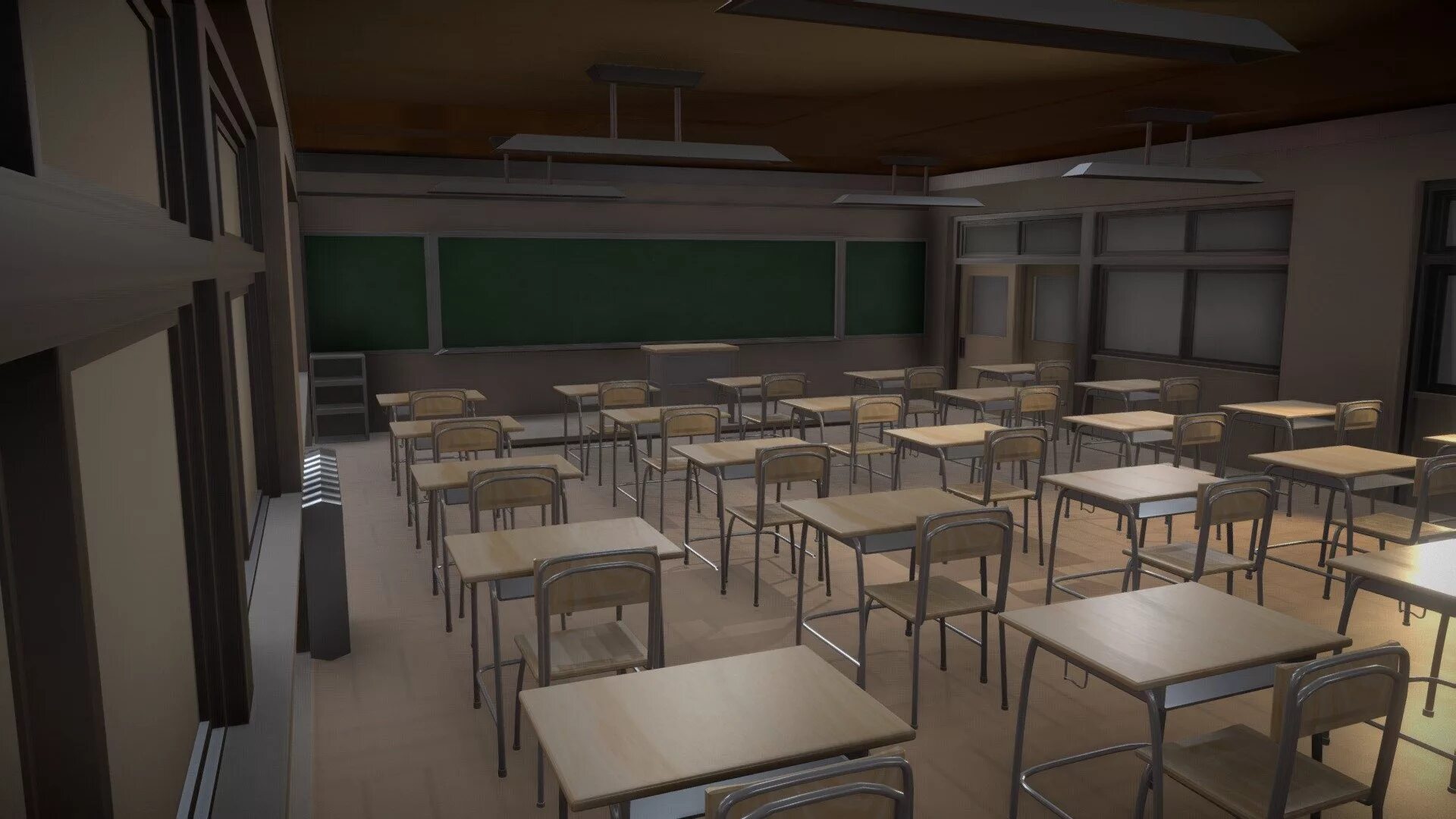 R34 classroom. 3д модель японской школы. 3д класс в школе. Школа 3d.