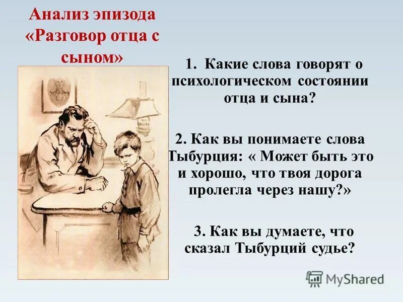 Анализ эпизода. Диалог отца и сына. Нравственные уроки дурного общества. Текст разговора отца с сыном.