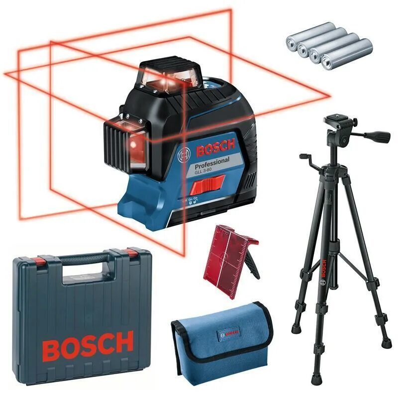 Лазерный уровень бош 3. Лазер bosch gll 3-80 cg. нивелир лазерный gll 3-80 p в комплекте штатив bt150 bosch. лазерный уровень bosch gll 3-80 + кейс. bosch bt 150.