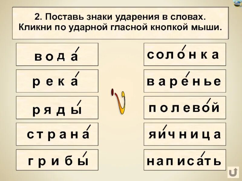 Прочитай обведи в каждом слове ударный. Знак ударения. Ударные слова. Ударные и безударные буквы в словах. Ударение. Ударные и безударные гласный.