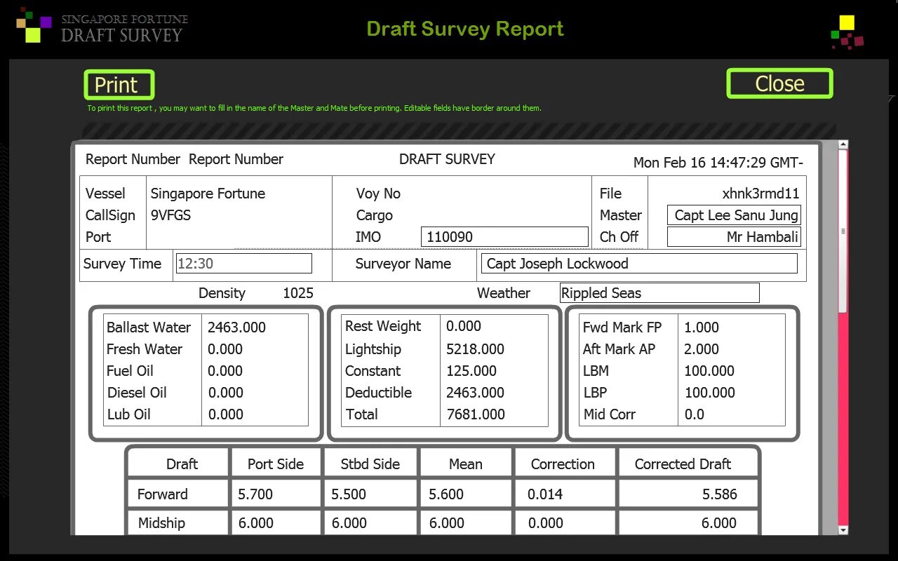 ДРАФТ. Draft Survey. ДРАФТ программы. Draft Survey Report. Survey report