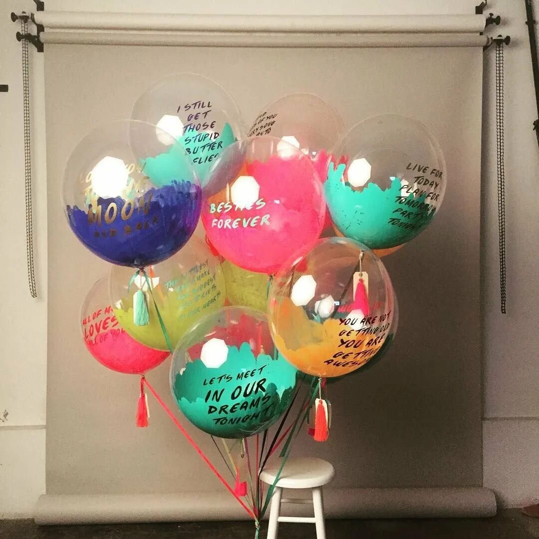 Необычные воздушные шары. Шары с днем рождения. Шары с пожеланиями. Шарики гелевые.