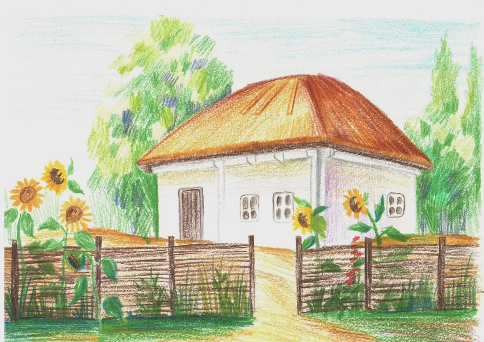 Рисование Кубанская хата. Дом казака рисунок. Рисунок на тему Кубань. Рисунок на тему Казачья хата. Хата рисунок