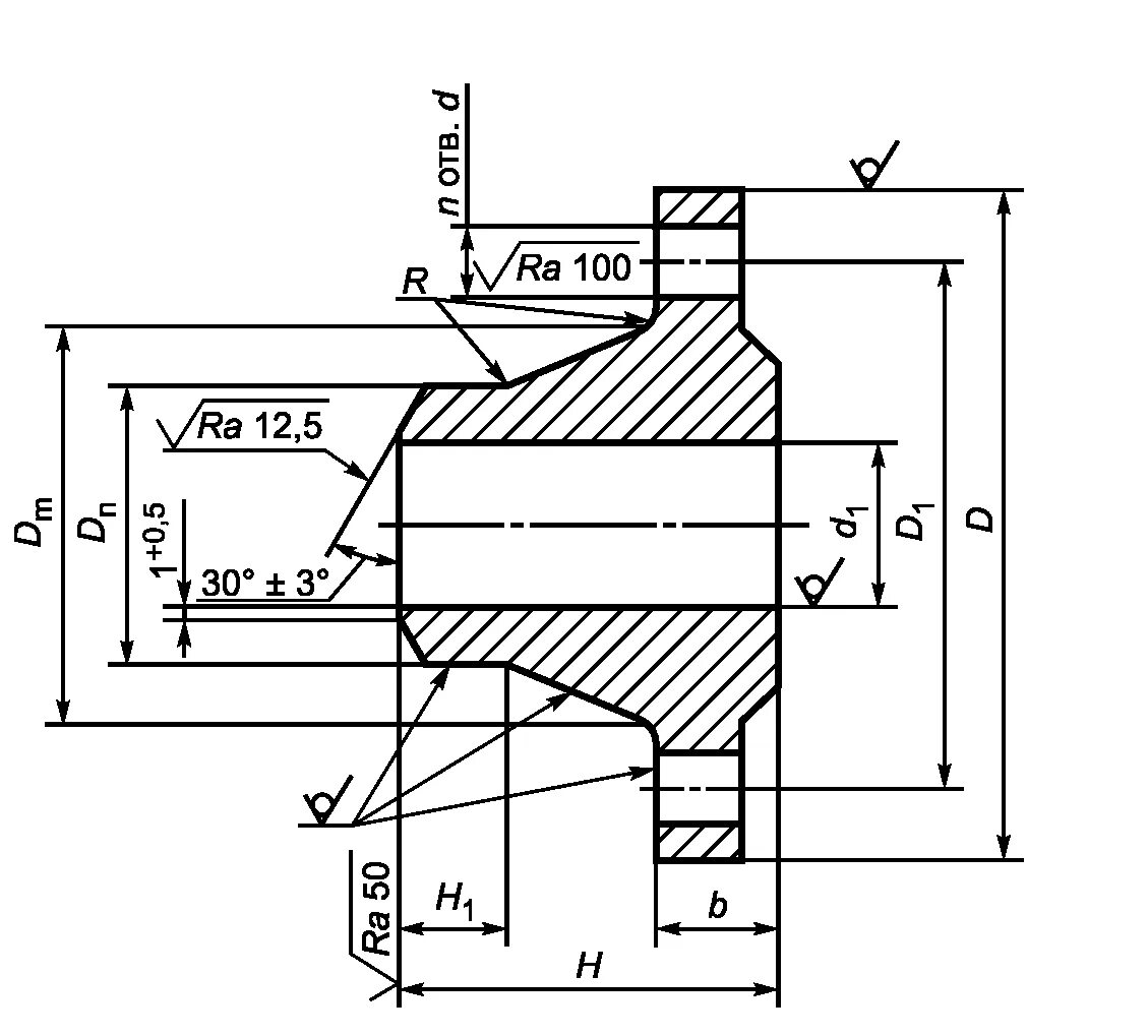 Стальные фланцы ГОСТ 33259-2015 Dn-125, тип 01, исполнение F, Pn 1, 2.5, 6, 10, 