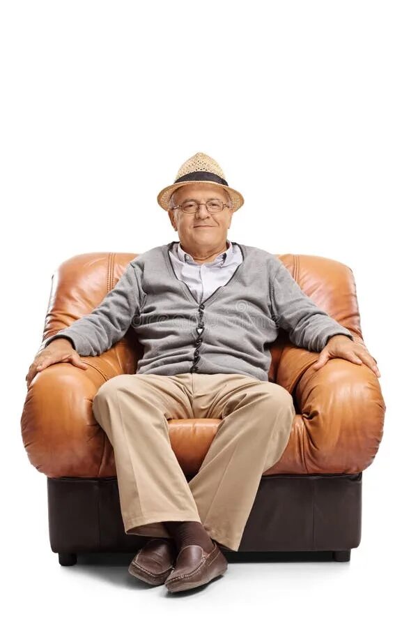 The camera is on the armchair