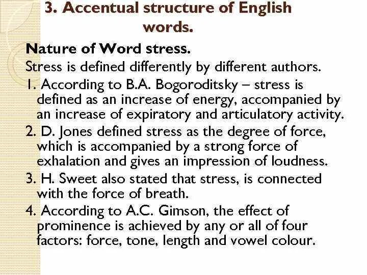 Which words are being defined. English word-stress. the accentual structure of english words. word stress in english phonetics. what is the word stress.