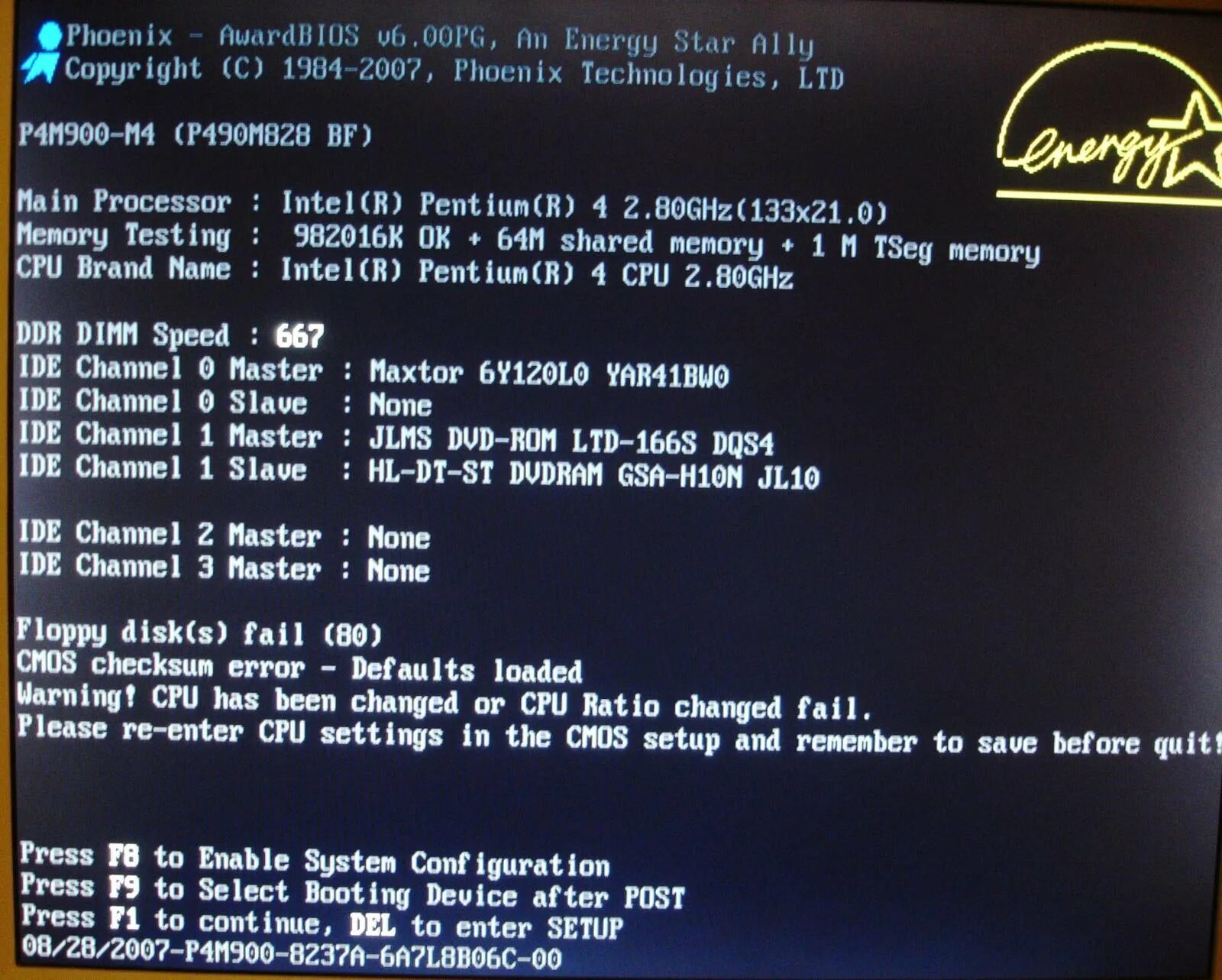 Cpu has been. Cpu fan fail warning asus. cmos checksum error. cmos battery failure. floppy disk fail 40.