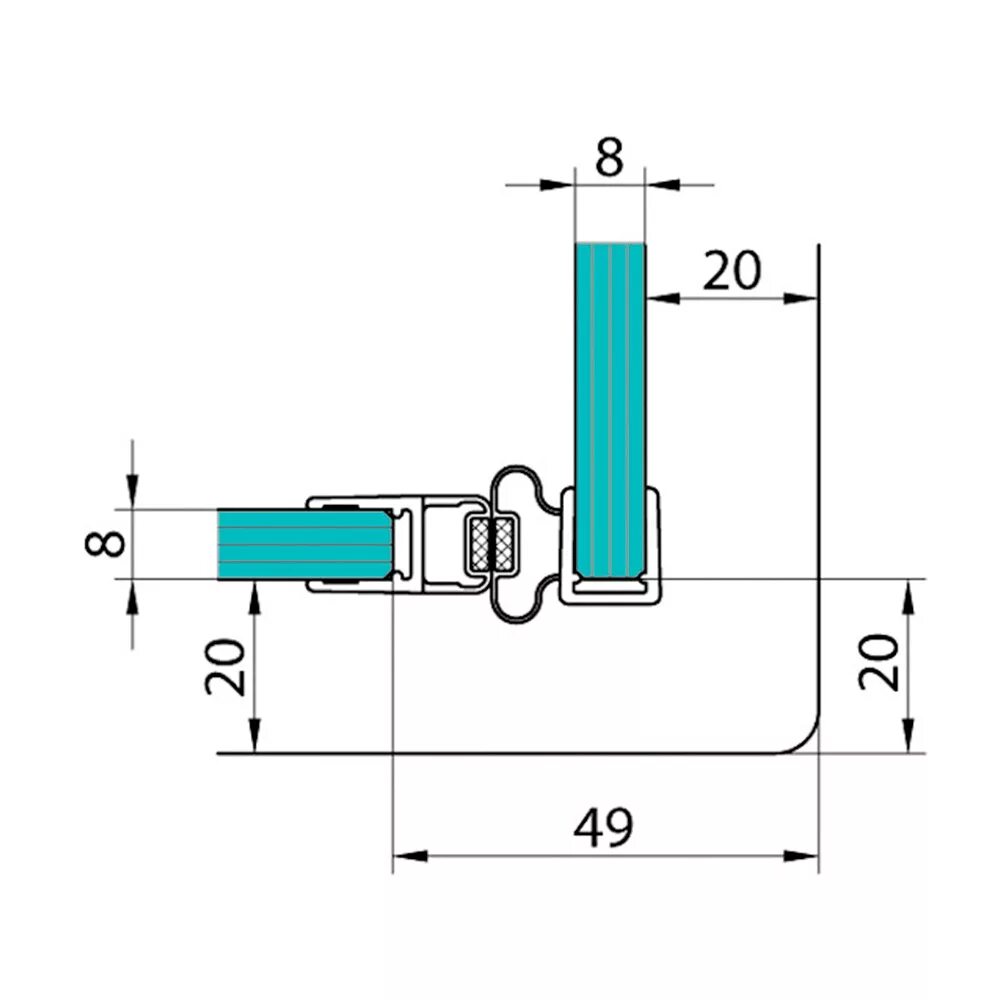Магнитный уплотнительный профиль для стекла 8 мм - 90с. Уплотнитель капельник для душевой. Магнитный уплотнитель для душевой кабины для стекла 8 мм. Уплотнитель для раздвижных дверей душевых кабин / магнитный 90°. Профиль для душевой двери