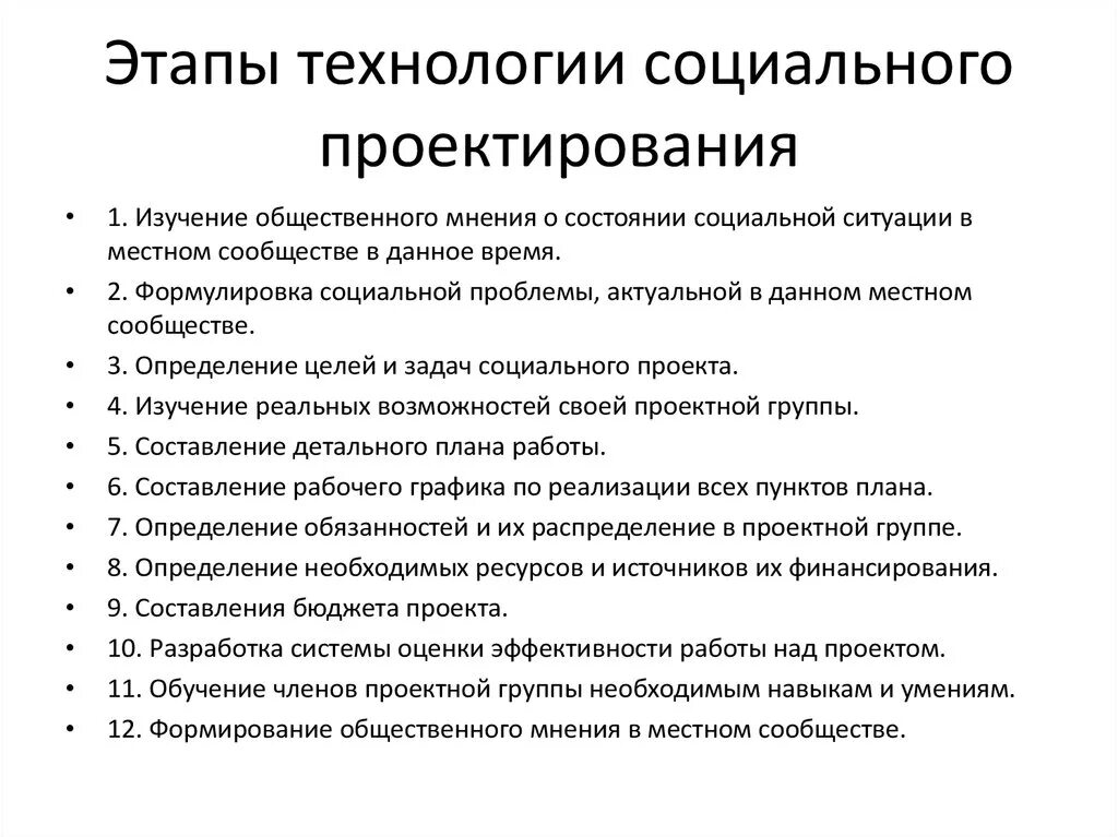 Цепочку процесса социального проектирования. Технология социального проектирования. Этапы социального проектирования. Методы и методики социального проектирования.