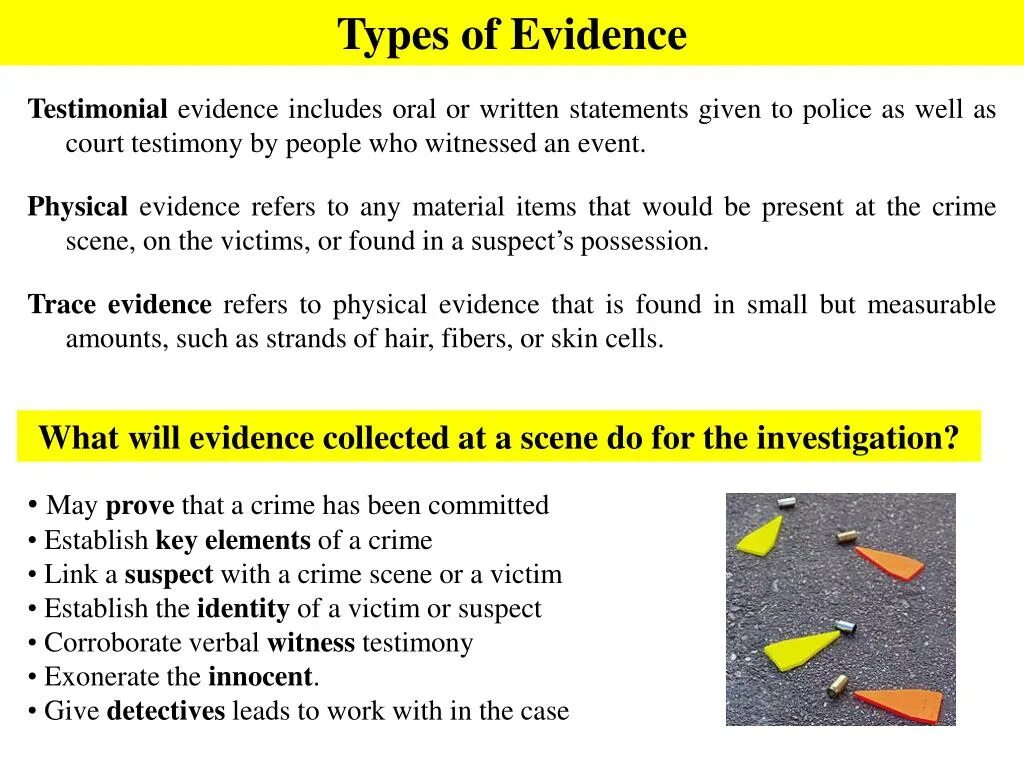 Types of evidence. Types of Crimes. Physical evidence in Crime.
