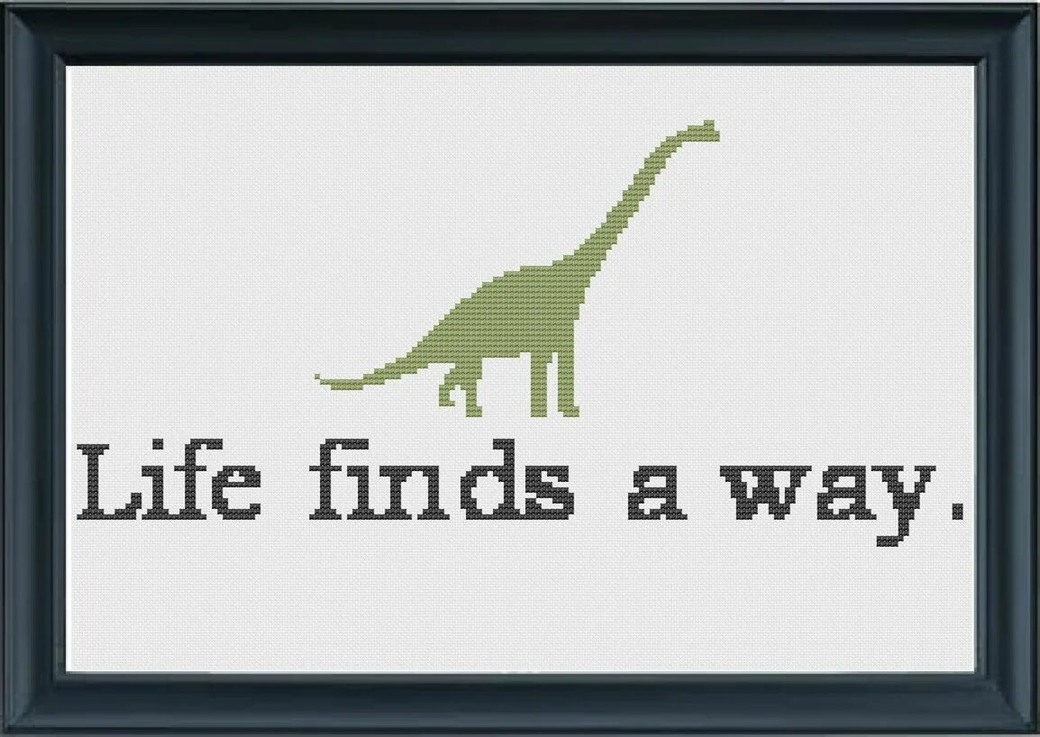 Life finds a way. Динозавр крестиком. Вышивка крестиком парк Юрского периода. Вышивка крестом схемы Jurassic World.