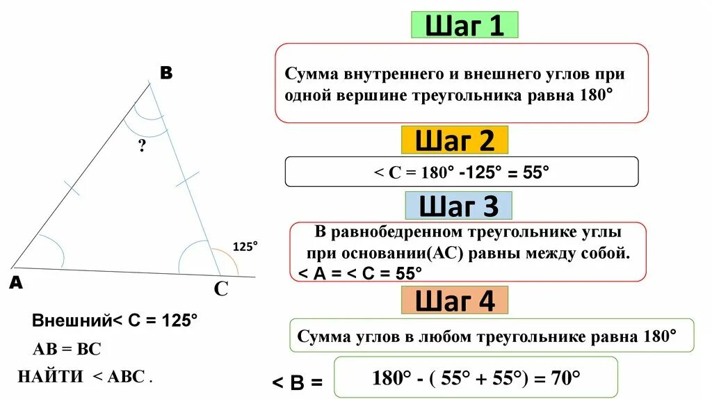 3 сумма углов тупоугольного треугольника равна 180. Сумма внешних углов треугольника равна 180. Внешний и внутренний угол треугольника. Внешний угол при вершине. Сумма углов треугольника и внешний угол.