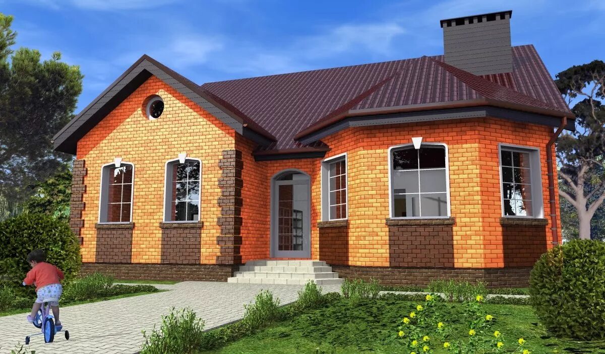 Фото кирпичный. Одноэтажный кирпичный дом. Одноэтажный дом из кирпича. Одноэтажный киричныйдом. Кирпичный одноэтажный до.