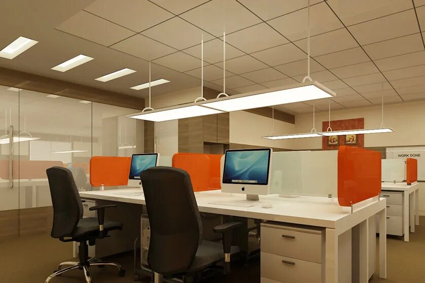 Электромонтаж в офисе. Электроснабжение офиса. Кабель с потолка в офисе. Отделка промышленных помещений. Монтаж освещения в офисе.