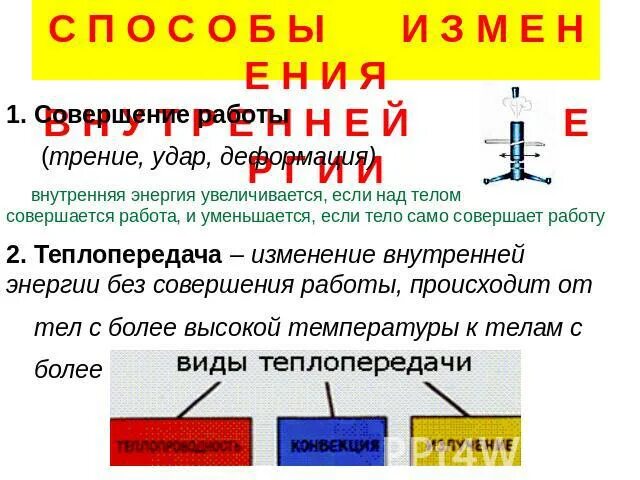 Внутренняя энергия тела совершающего работу. Внутренняя энергия увеличивается. Изменение внутренней энергии происходит при. Внутренняя энергия увеличивается если. Внутренняя энергия уменьшается если.