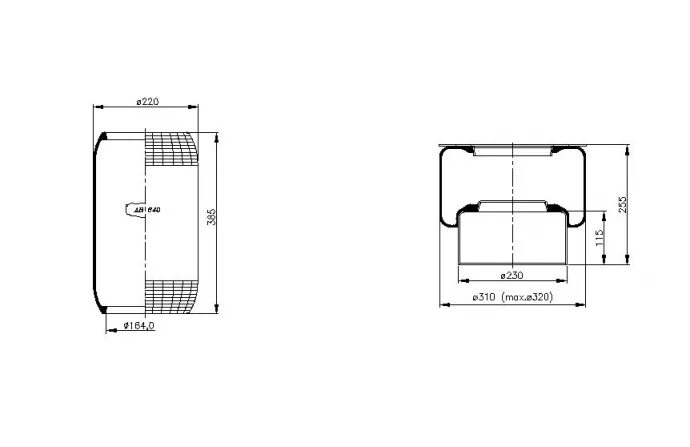 Размеры пневмоподушек. Чертеж пневмоподушки Auger 20043. Пневмоподушка 140/3 сильфон тройной закрытый артикул. Стакан пневмоподушки Iveco EUROTECH. Пневмоподушка подвески MB Axor.