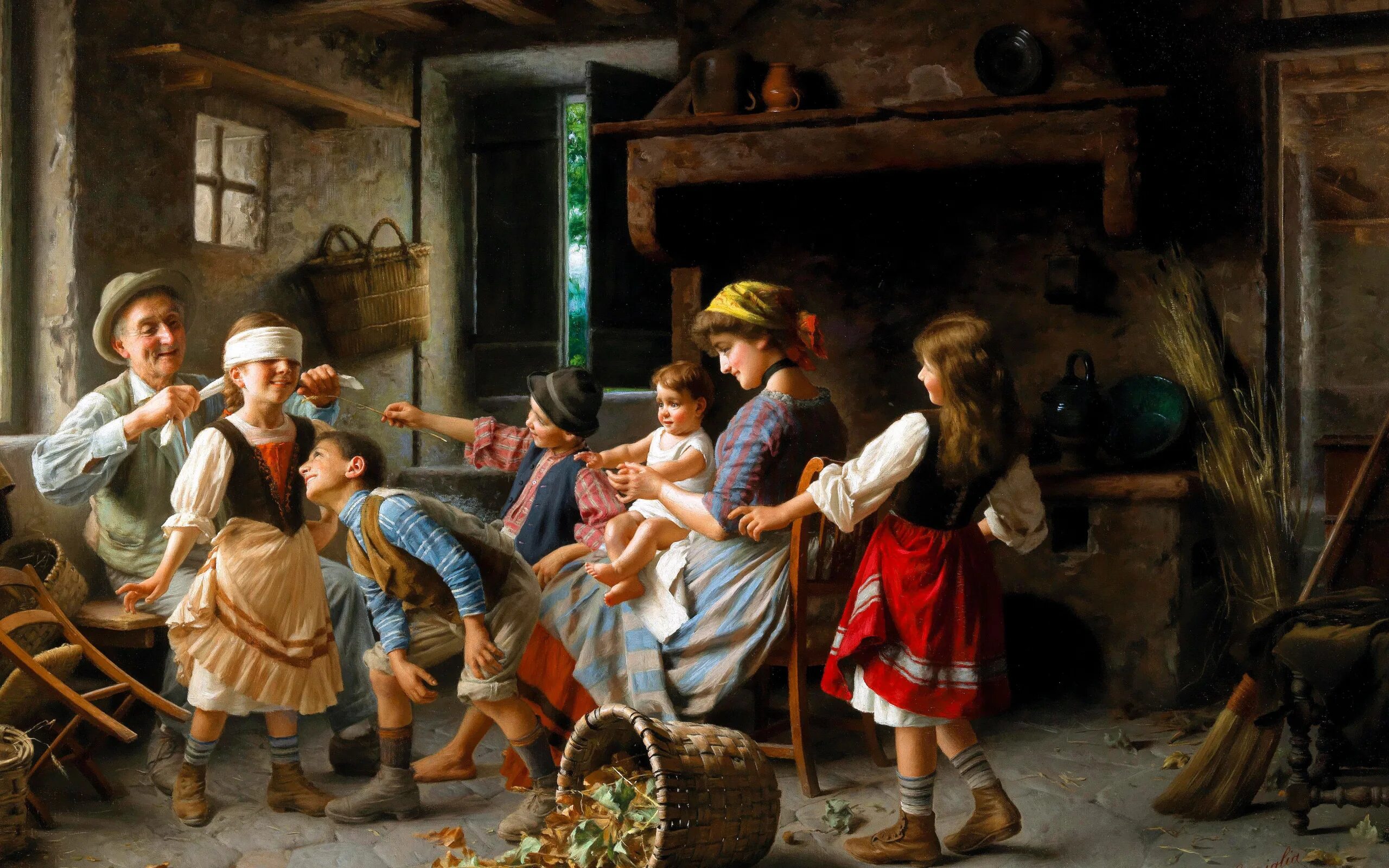 Судьба любви играть ей в жмурки. Торрилья джованни. giovanni battista torriglia картины. джованни баттиста торрилья счастливая семья. «игра в жмурки» константина маковского.