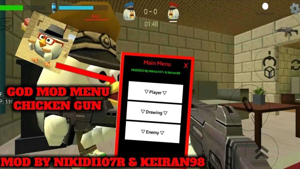 Чикен ган с читами мод меню последняя. Chicken Gun Mod menu. Мод меню на Чикен Ган 3.1.05. Читы на Chicken Gun мод меню. Чикен Ган мод меню 2.2.01.