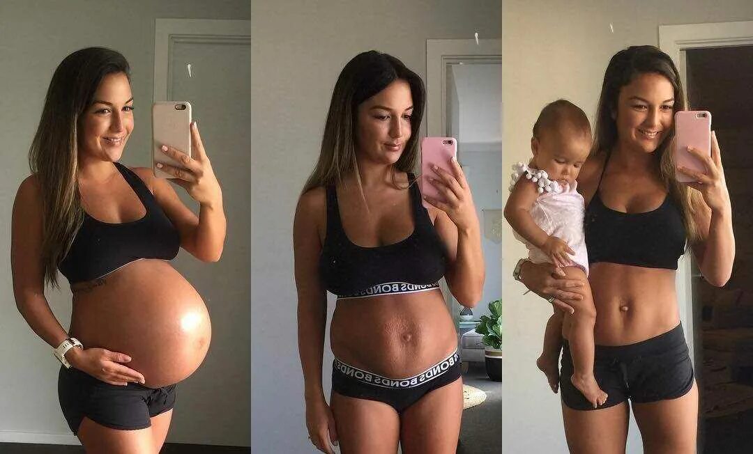 Живот до и после рождения ребенка. Тело до и после беременности.