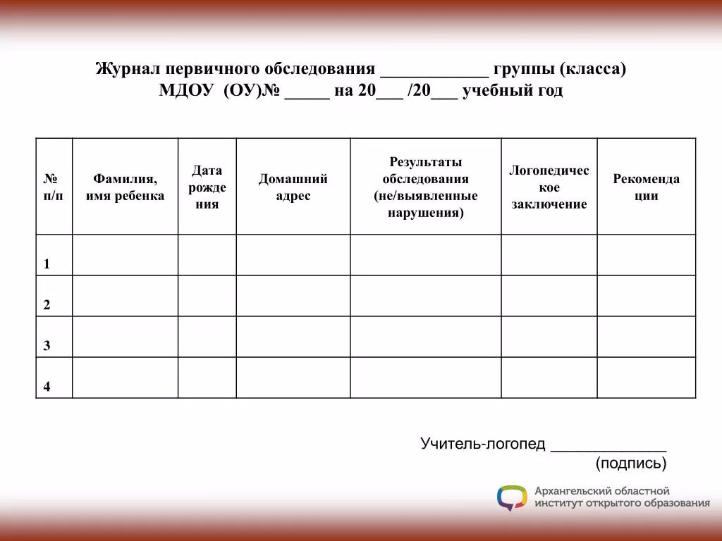 Отчеты логопедов за год. Журнал первичного обследования. Журнал первичного обследования детей логопедом ДОУ. Журнал обследования логопеда в ДОУ. Журнал обследования детей дефектологом в ДОУ.