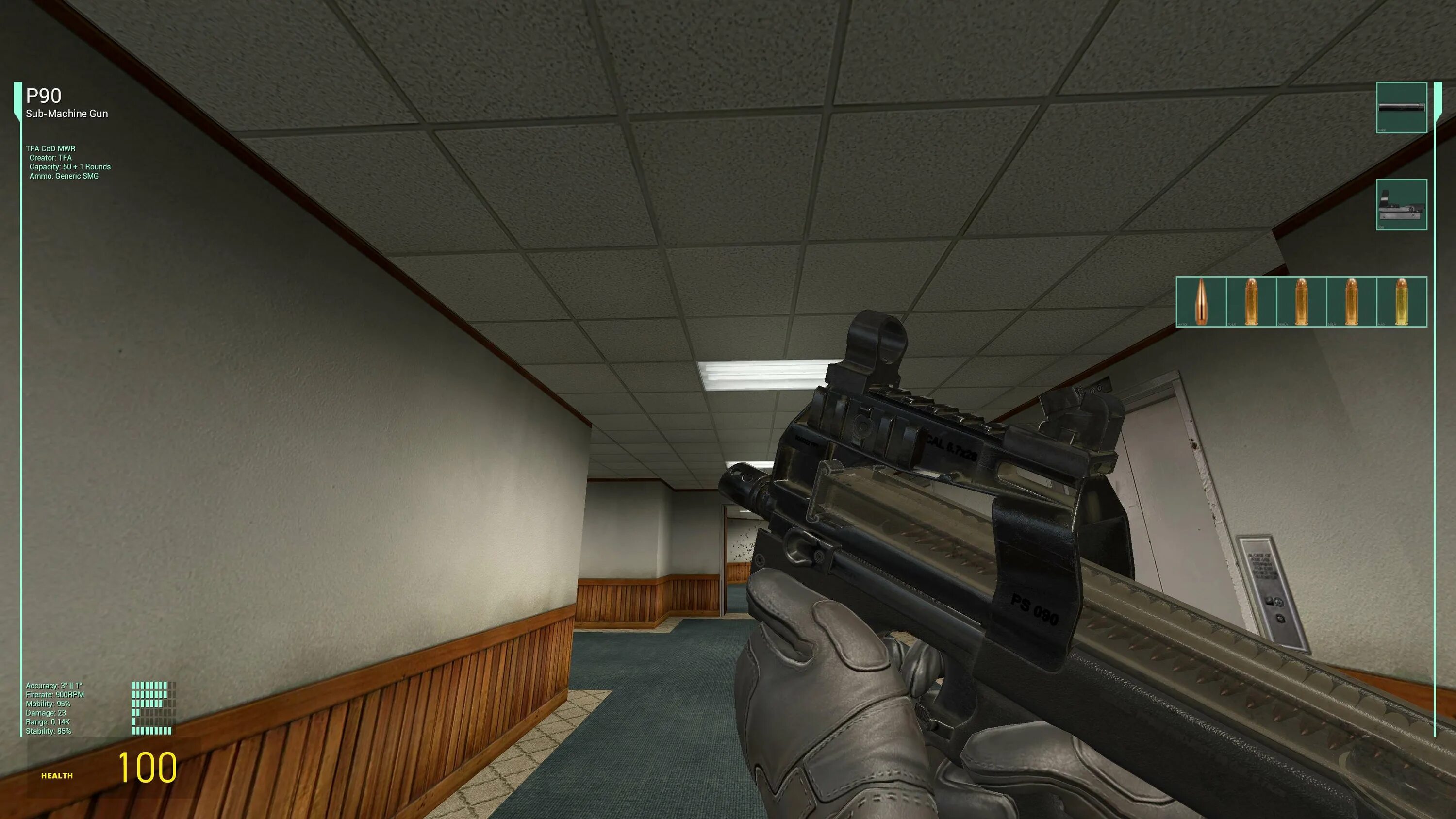 [TFA] hl2: MMOD SWEPS. TFA оружие для Gmod. [SMG]MWR p90. P90 Call of Duty Modern Warfare 1.