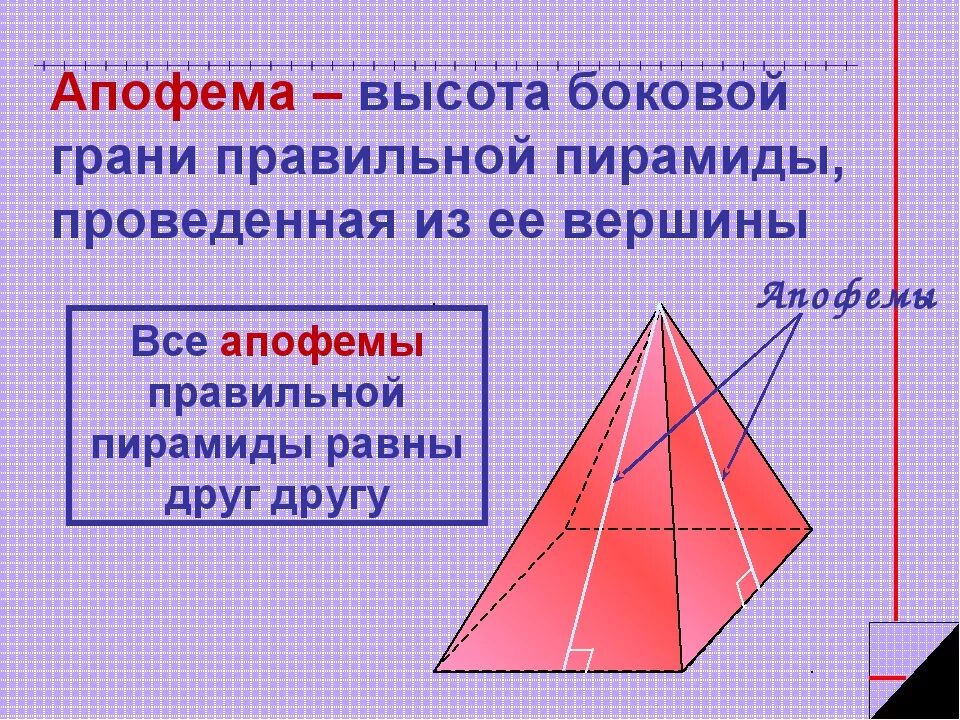 Как называется высота боковой грани. Апофема четырехугольной пирамиды. Апофема пятиугольной пирамиды. Апофема грани шестиугольной пирамиды. Fgjatvfпятиугольная пирамида.