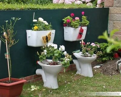 Цветы в вазе в унитазе