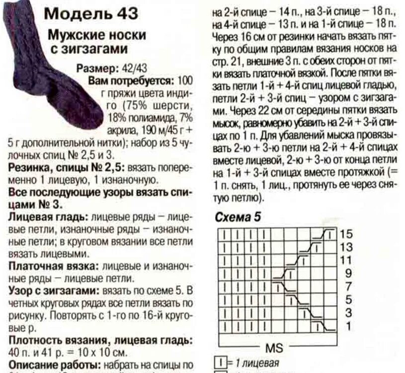 Вязание носка пошагово для начинающих