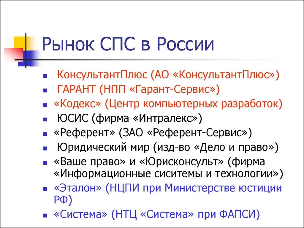 Современное российская правовая система. Спс справочно правовая система. Рынок спс в России. Спс в России. Отечественный рынок спс.