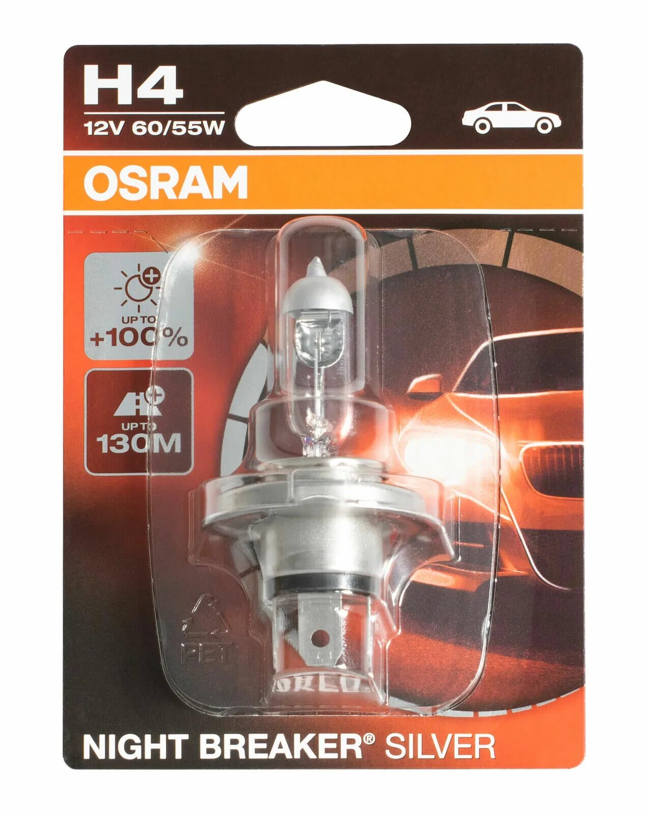 Автолампа н4 12v 60/55w p43t Osram +100% Night Breaker Silver 64193nbs. 64193nbs-01b. 64193nbs-HCB. Osram Night Breaker Silver h4 +100.