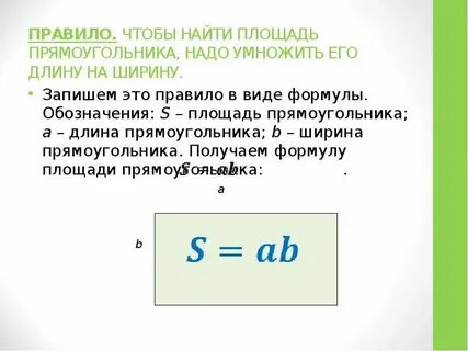 Площадь прямоугольника длину на ширину