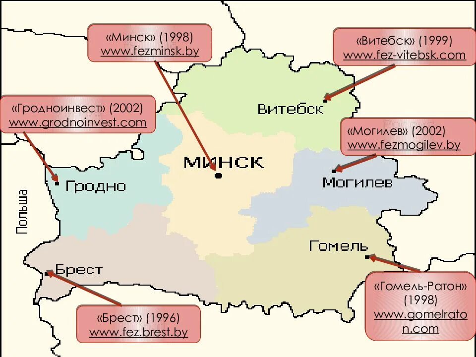 Свободные экономические зоны беларуси. Особые экономические зоны Беларуси. Свободные эконом зоны Беларуси. СЭЗ Беларуси карта.