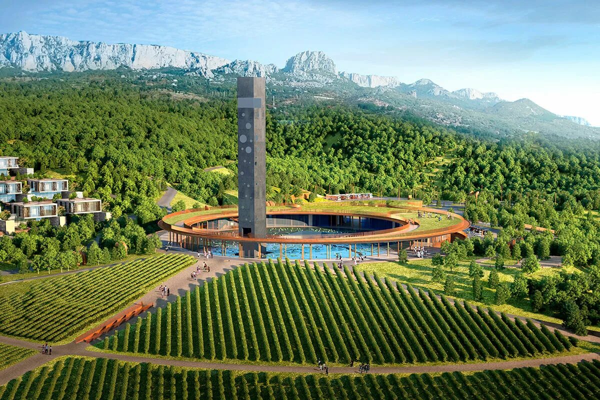 Винный парк winepark. Винный парк Мрия Крым. Мрия винодельня Крым. Винный парк winepark Ялта. Винная башня Мрия.