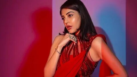 Kajal Aggarwal is the Lady In Red in statement Gaurav Gupta saree and we ar...