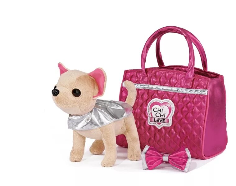 Игрушка чихуахуа в сумочке Плюшевая собачка Simba Чихуахуа Розовый камуфляж, с сумкой купить в Москве