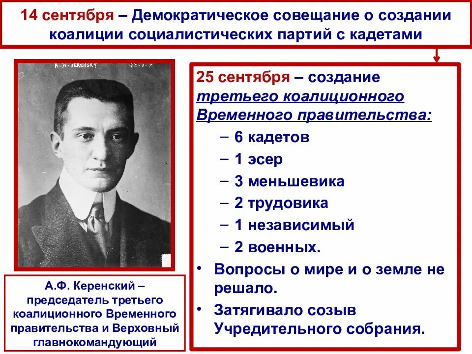 Создание большевиков. Первое коалиционное правительство 1917. Правительство Керенского сентябрь 1917 г. Состав временного правительства 1917 партии. Третье коалиционное правительство 1917.