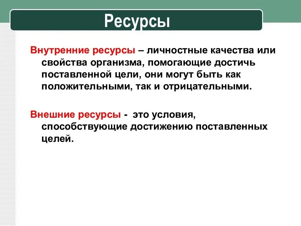 Внутренние цели человека